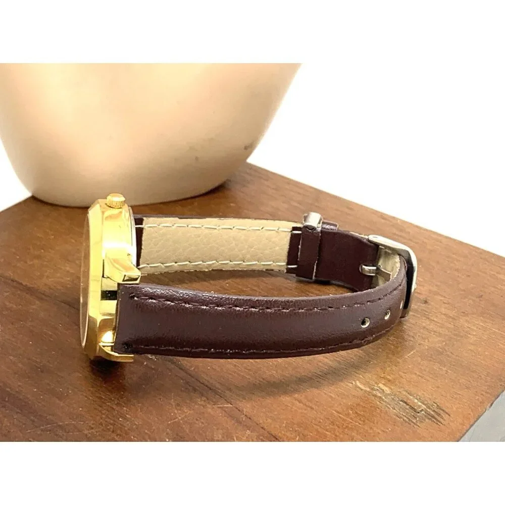 Timex Women's Watch TW2V36000 Quartz Gold Brown Leather Band 32mm